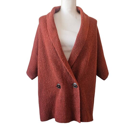 Cabi Oversized Shawl Collar Cardigan Sweater Rust Brown Size S - Picture 7 of 7